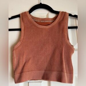 OFFLINE by Aerie Rust Orange Ribbed Sleeveless Tank Top Size XS